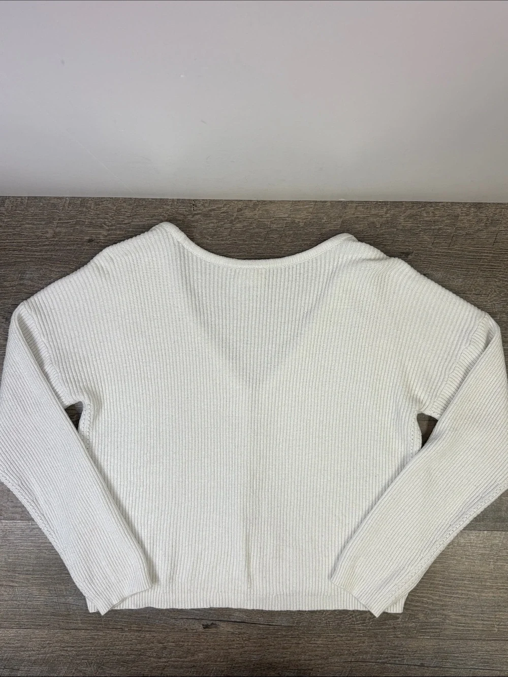 Cyrus White Ribbed Knit Button Front Cardigan Sweater Size Small